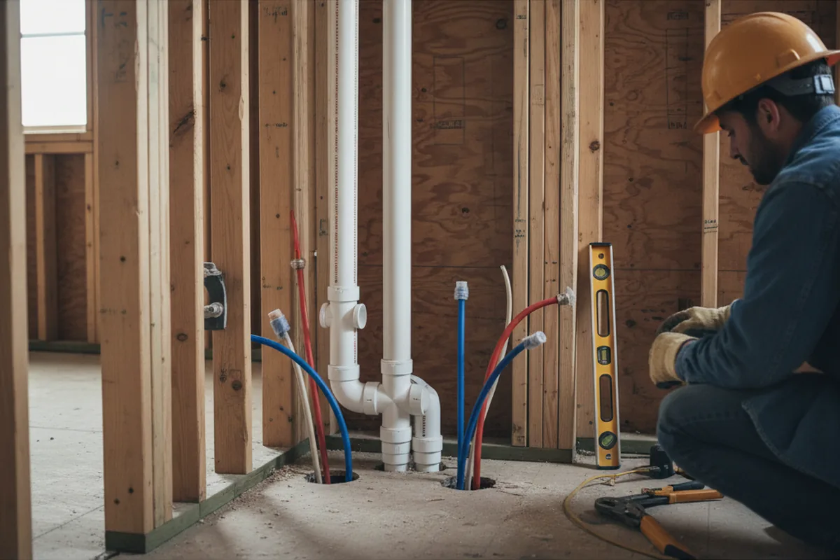 Drain and supply rough-in during Leak Detection in Strathmore