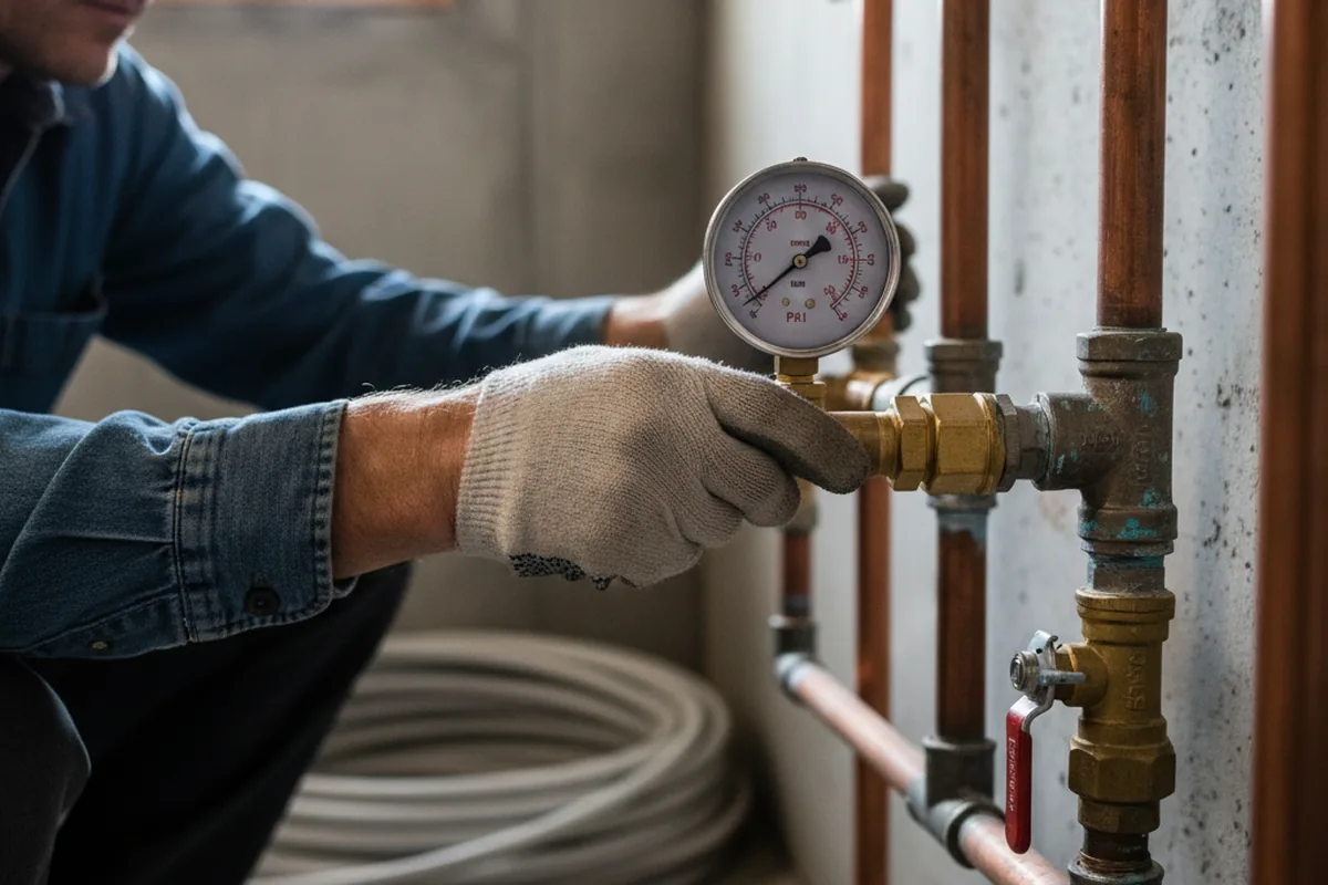 Pressure testing a repaired line during Water Line Repair in Strathmore